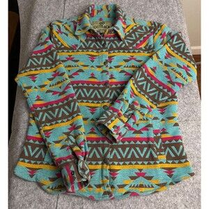 Outback Trading Co. Womens Hazel Shirt Jacket Snap Front aztec pattern Sm